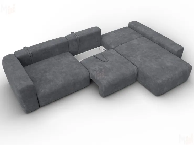 Диван угловой Лига-066 НПБ Лонг угол правый ( BRUT 16 темно-серый )