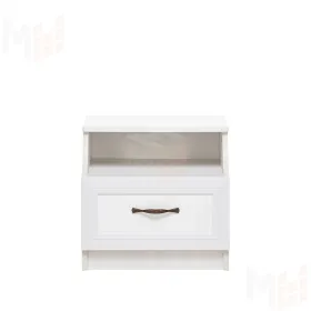 Тумба прикроватная Leset Вега (Холст белый, белое дерево, рамух)