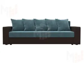Диван прямой Дубай Лайт ( Бирюзовый\Коричневый )