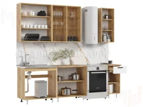 Кухня Рио New 2,0/900 (490) комп №4 (Белый глянец, Дуб крафт (Дуб вотан)