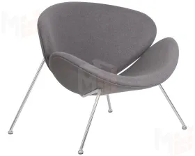 Кресло дизайнерское DOBRIN EMILY (серая ткань AF7, хромированная сталь)