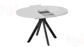 Стол обеденный раздвижной Стокгольм Тип 1  Черный муар, Стекло глянцевое белое