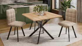 Стол обеденный раздвижной Лиссабон Тип 1 Черный муар, Дуб Крафт золотой