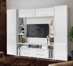 Гостиная Гармония МДФ Белый/Белый глянец