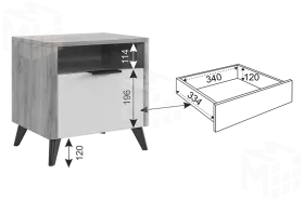 Тумба Адам  прикроватная дуб крафт золотой/белое дерево