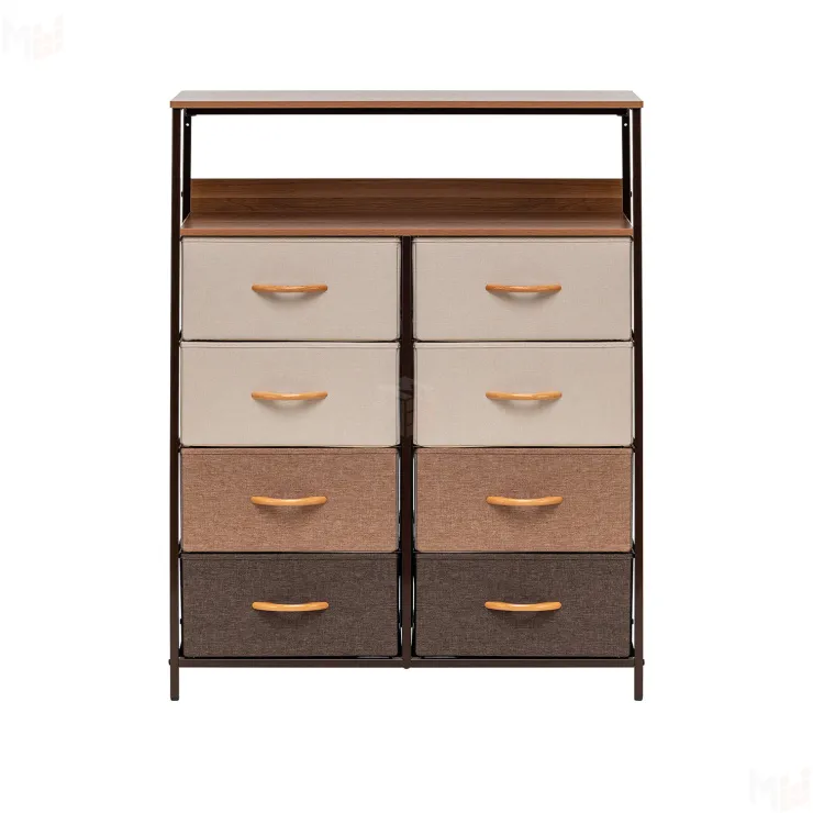 Комод Leset Локи 8 ящ. с полкой (Коричневый/Бежевый, светло-коричневый, темно-коричневый/Красный клён)