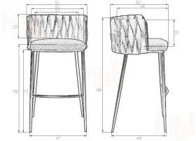 Стул барный DOBRIN EMMA GOLD (светло-серый велюр (135-37))