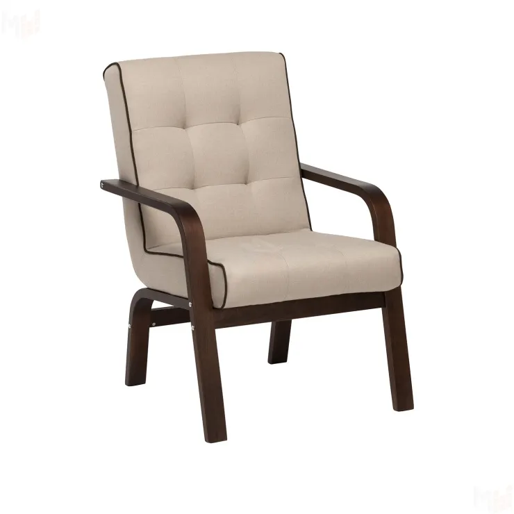 Кресло Leset Модена (Орех текстура/Malmo 05 (бежевый), кант Malmo 28 (коричневый))