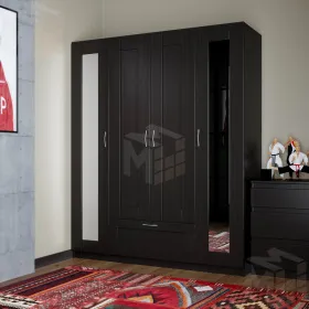 2.02.01.042.5 СИРИУС шкаф комбинированный "4 двери и 1 ящик Дуб Венге RU (с 2 зеркалами)"