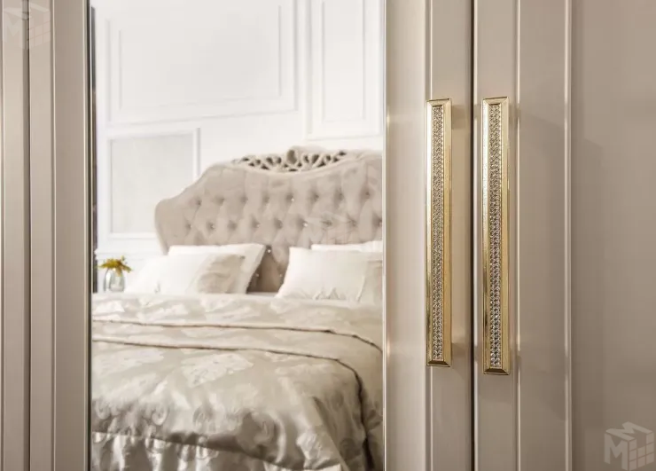 Шкаф Мокко 5-дверный с зеркалом бежевый