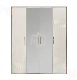 Шкаф Гравита 4-дверный белый глянец с зеркалом