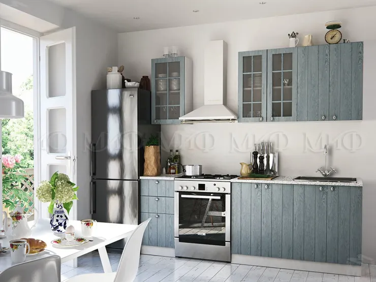 Кухня Техно-1 (2,0) серо-голубой