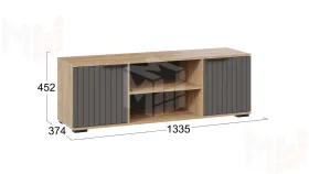 Тумба под ТВ Хилтон Исп.2 - 413.12 Дуб Крафт золотой, Графит матовый