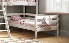 Угловая кровать Соня-8 с наклонной лестницей  Белый