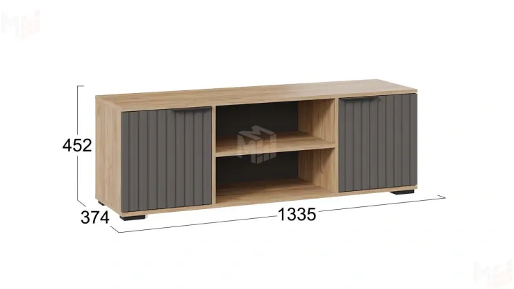 Тумба под ТВ Хилтон Исп.2 - 413.12 Дуб Крафт золотой, Графит матовый