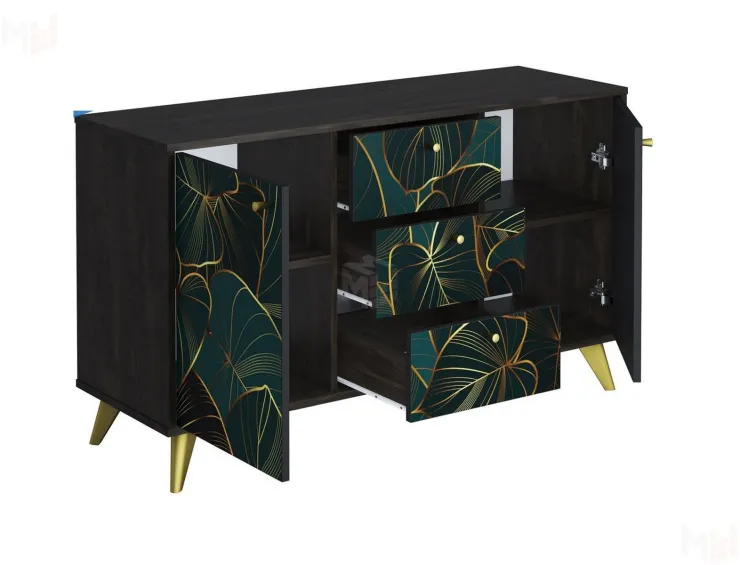 Комод Фьюжн Арт КМ-003 камень угольный/Tropical