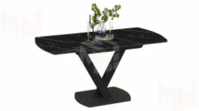 Стол обеденный Салерно Тип 1 Черный муар, Стекло черный мрамор