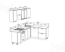 Кухня угловая Техно New 2,4*1,8 Белый софт/Ультрамарин софт