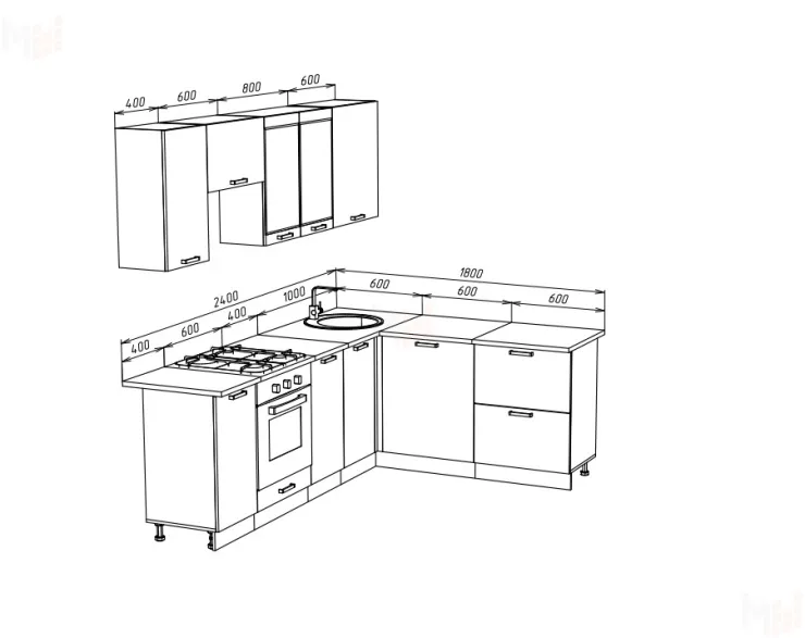 Кухня угловая Техно New 2,4*1,8 Белый софт/Ультрамарин софт