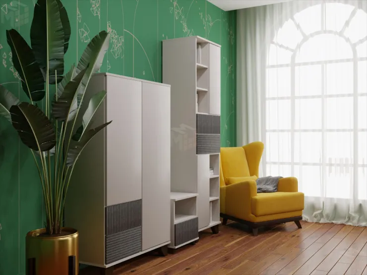 Гостиная Копенгаген белый/серый графит вариант 5