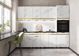 Кухонный гарнитур Милена с пеналом 2,6 (мрамор белый софт)