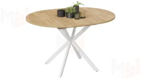 Стол обеденный раздвижной Мэдисон Тип 1 Белый муар, Дуб Крафт золотой