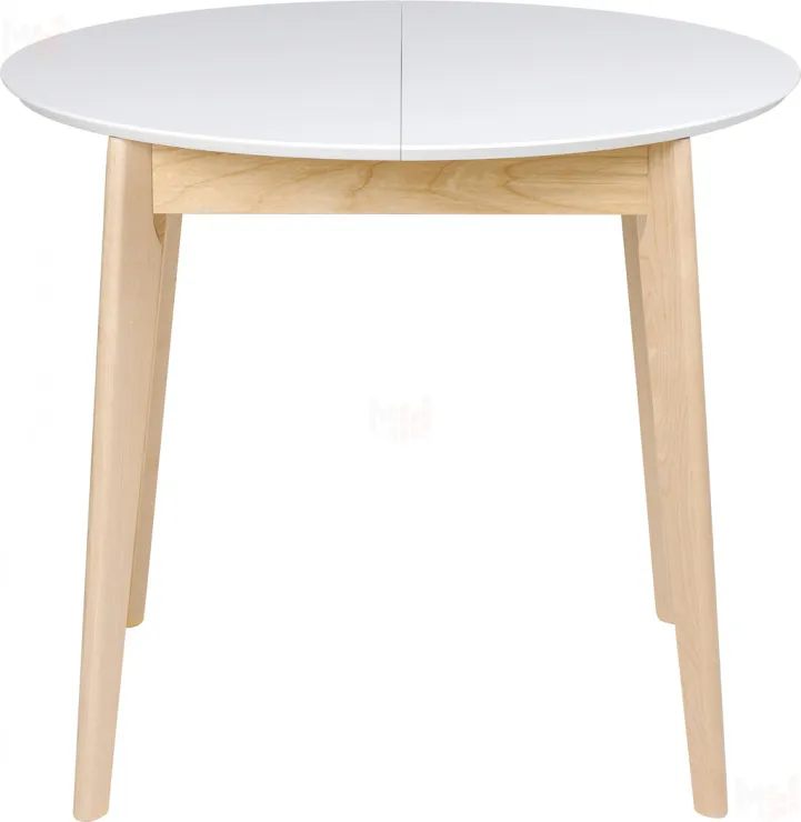 Стол деревянный круглый раскладной Норден D90  Белый/Натуральный