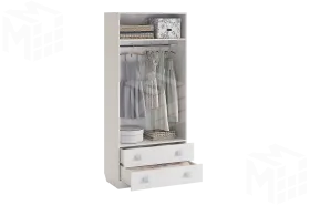 Шкаф комбинированный  Фэнтези  с ящ. 2-створчатый белый рамух