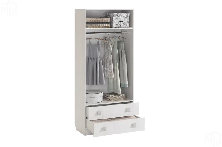 Шкаф комбинированный  Фэнтези  с ящ. 2-створчатый белый рамух