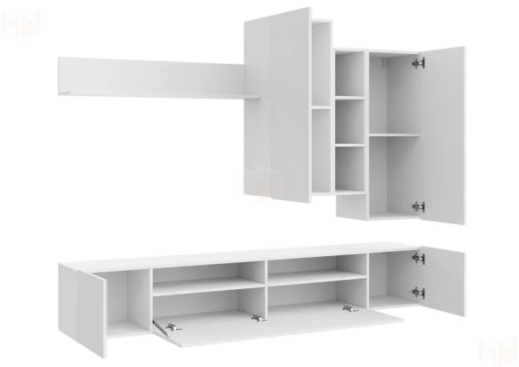 Гостиная Сканди (белый/белый глянец)