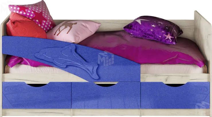 Кровать Дельфин МДФ 1,6 синий металлик