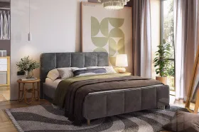 Кровать с основанием Грета 160х200 см грей алькантара
