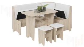 Кухонный уголок Техас Исп.1 Дуб Сонома, Экокожа белая