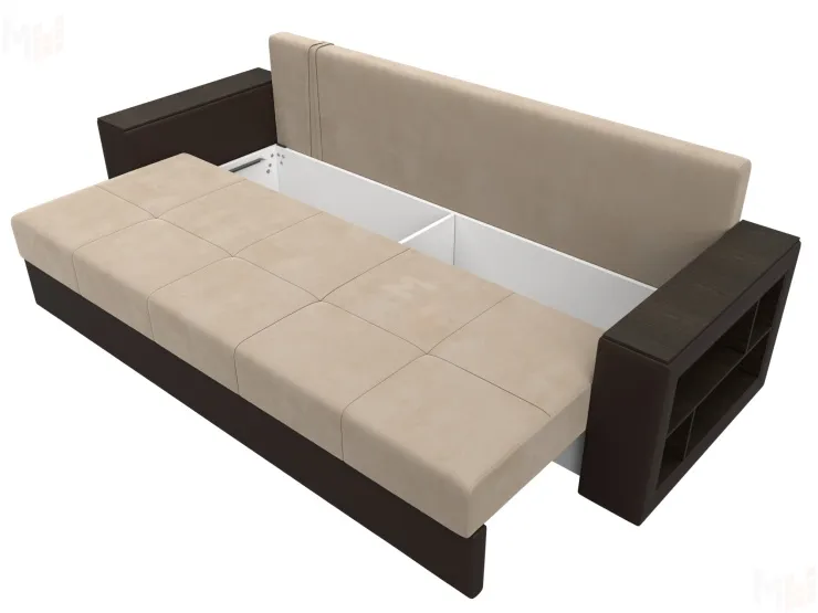 Диван прямой Дубай Лайт полки справа ( Бежевый\Коричневый )