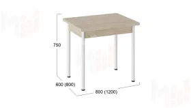 Стол  раздвижной Родос Тип 2 с опорой d40 Белый муар, Дуб Сонома