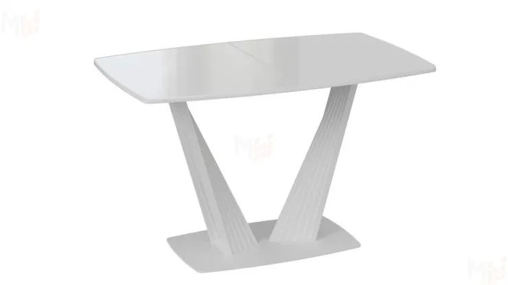 Стол раздвижной Фабио Тип 1 Белый матовый, Стекло глянцевое белое