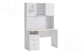 Надстройка для стола Гламур белый/белый глянец