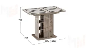 Стол раздвижной Мюнхен Тип 1 Дуб Сонома трюфель, Стекло бежевое с рисунком