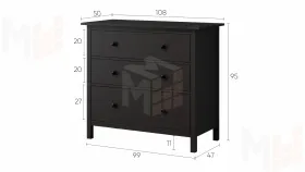 Комод КЫМОР 3 ящика черный