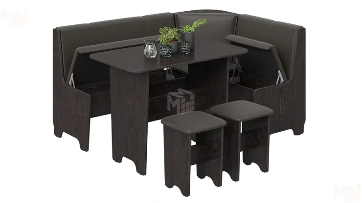 Кухонный уголок Техас Исп.1 Венге, Экокожа коричневая