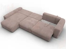 Диван угловой Лига-066 НПБ Лонг угол левый ( TOWER 05 бежевый )