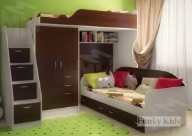 Кровать Фанки-4/1 + тумба 13/8СВ + кровать нижняя 13/7СВ