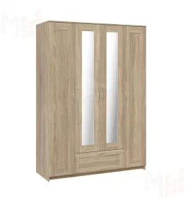 Шкаф Сириус 4 двери 1 ящик (2 зеркала) высокий, сонома