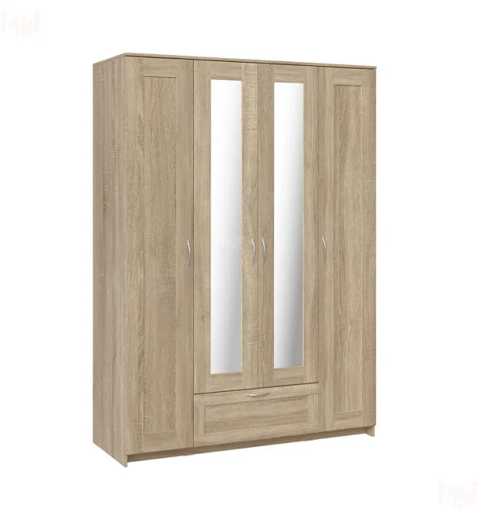 Шкаф Сириус 4 двери 1 ящик (2 зеркала) высокий, сонома