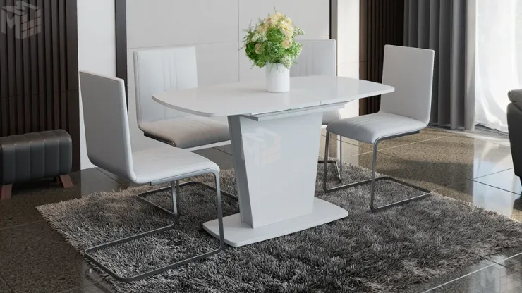 Стол раздвижной «Честер» Тип 2 Белый, Стекло белый глянец (оптивайт)