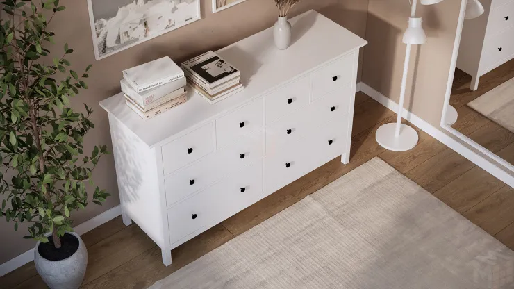 Комод КЫМОР 8 ящиков белый