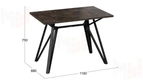 Стол обеденный Ройс Тип 1 Черный муар/Ателье темное