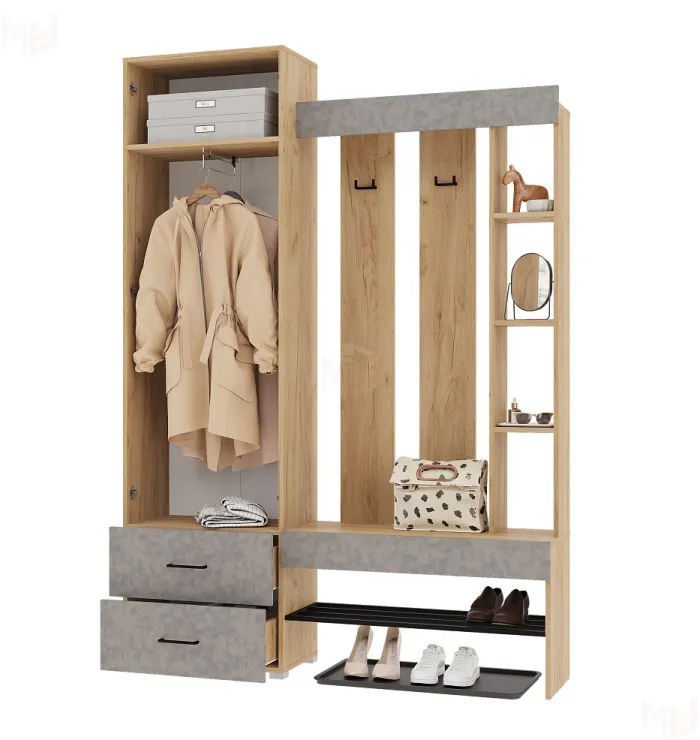 Прихожая Домино (крафт золотой/бетон)