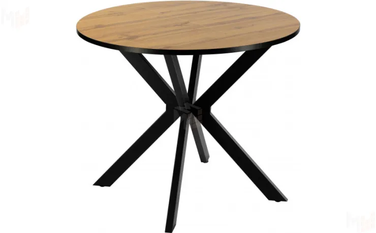 Стол раскладной Вега Лофт D100 Дуб вотан / Черный