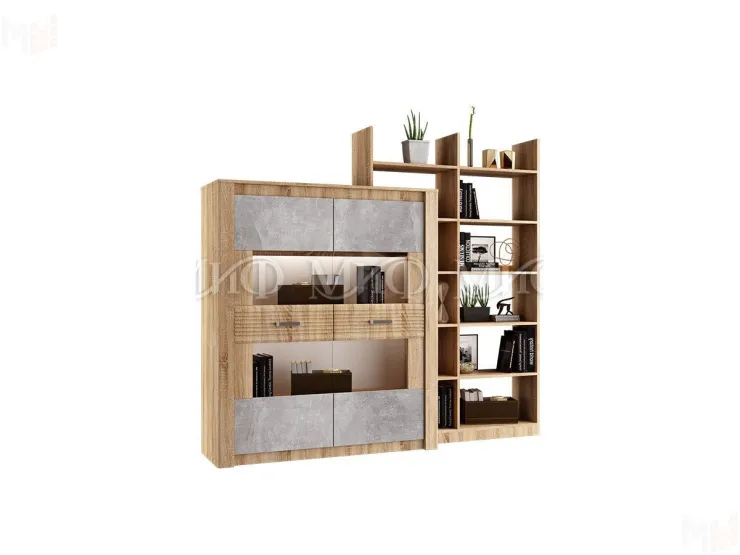 Гостиная Терра, вариант 3 (сонома/бетон темный)